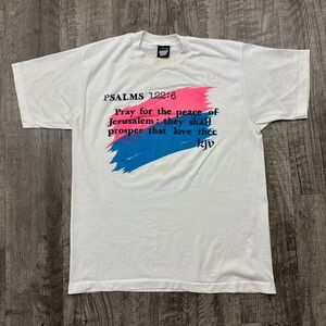 Vintage 80s Jesus T Shirt Psalms II Chronicles Religious God Screen Stars